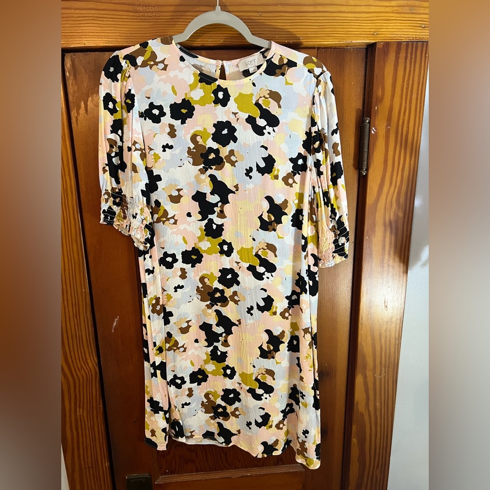 LOFT Pink Floral Midi Dress Women’s 12